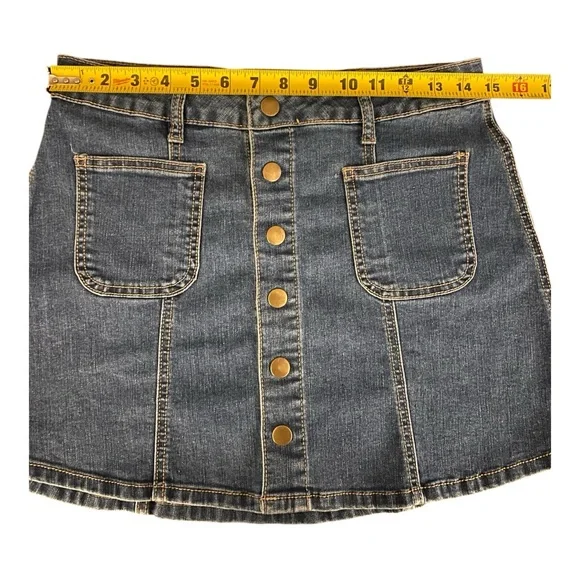 Altar’d State Denim Mini Skirt | Button Front | Size Small - Picture 5 of 7